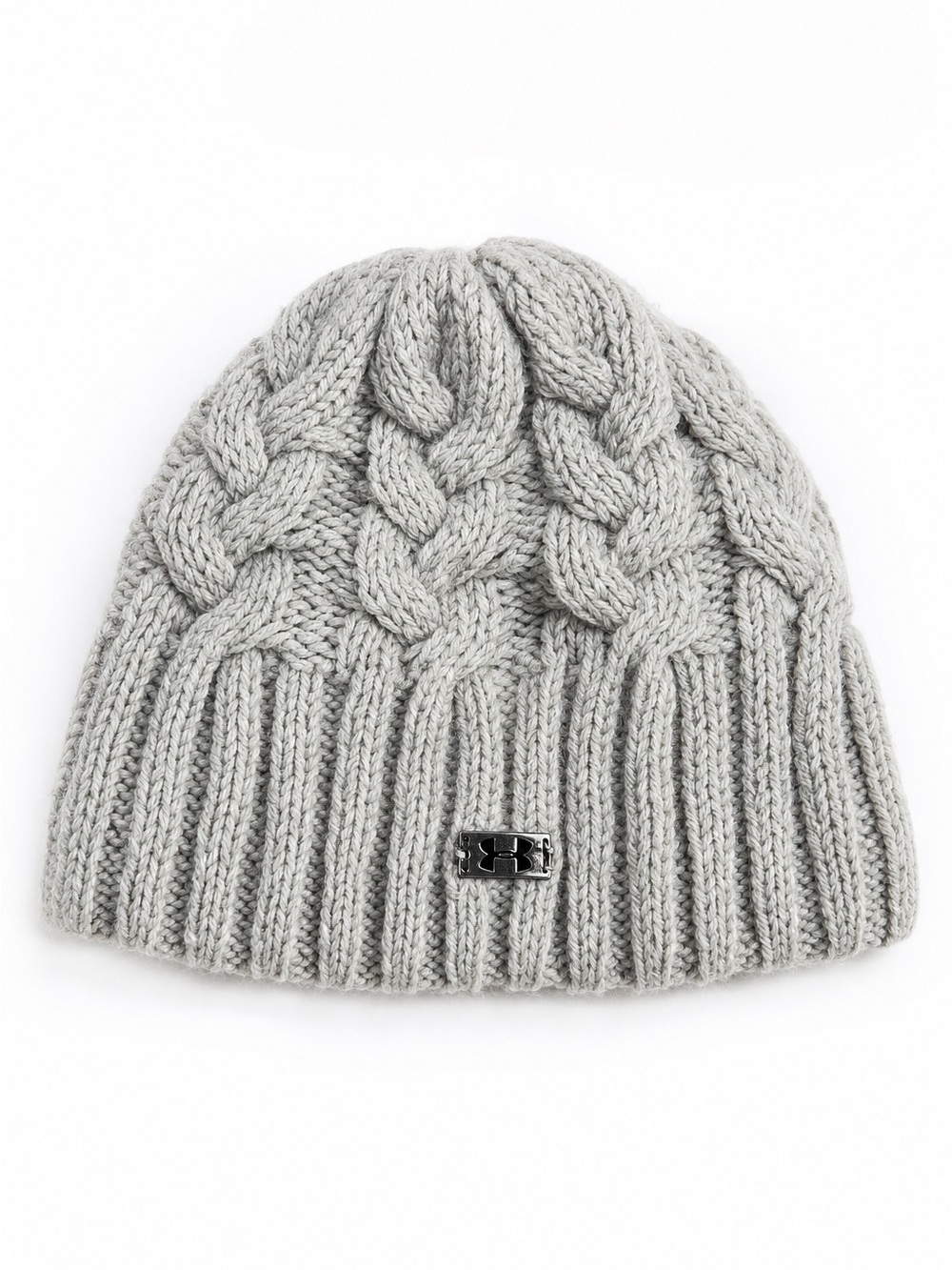 Under Armour Cable Knit Fleece Lined Beanie Hat Light Gray O/S
